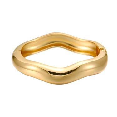 Imagem de Bracelete Feminino semijoia Pulseira Larga Grossa Lisa Folheado Ouro