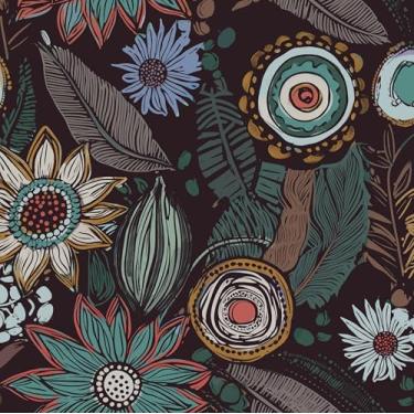 Imagem de Papel de parede Boho Peel and Stick, vintage roxo escuro azul floral papel de contato 44,5 cm x 299,7 cm, flores botânicas retrô Bohemia papel de parede autoadesivo removível à prova d'água para