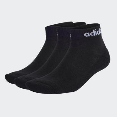 Imagem de Meia Unissex Linear Ankle Cushioned Adidas Preto 3 Pares, Alterar, 38/