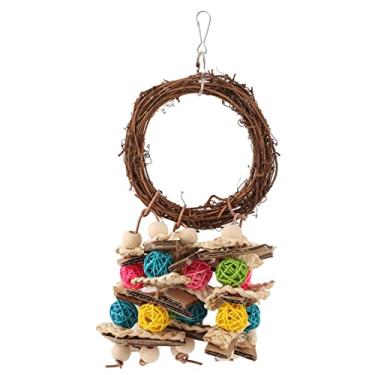 Imagem de HEEPDD Cage Bite Toys, Rattan Pendurado Alivia Ansiedade Brinquedos de Mastigar para Papagaios