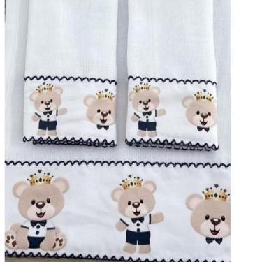 Imagem de Kit 3 Fraldas de Algodão para Bebê 1 Ombro 2 Boca com Barras Sublimada