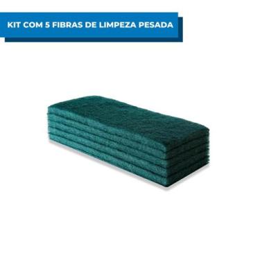 Imagem de Kit C/5 Fibra Tinindo Limpeza Pesada 102X230MM 3M Verde Remove Mancha 