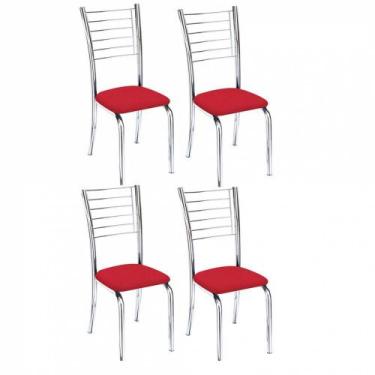 Imagem de Kit 4 Cadeiras Iara Cromada Para Cozinha Vermelho - GAT MAGAZINE