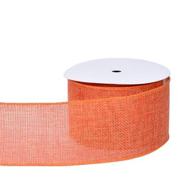 Imagem de YAMA Fita laranja com fio de 6 cm x 10 metros, fitas com fio de serapilheira para embrulhar presentes, buquê de flores, árvore de Natal, fazer laços de guirlanda