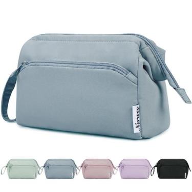 Imagem de Bolsa de maquiagem Narwey Wide-open Travel Cosmetics Bag, azul acinzen