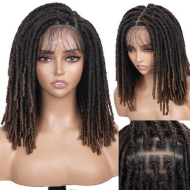 Imagem de Peruca Faux Locs WIGNEE, de renda completa, trançada, 35 cm, marrom om