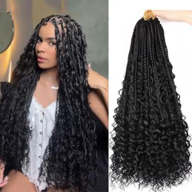 Imagem de Crochet Hair LYCSOU Goddess Box Braids 60 cm para mulheres negras