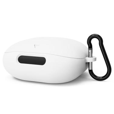Imagem de Geekria Capa de silicone compatível com Soundcore por Anker Liberty 4 Pro True Wireless Earbuds, capa protetora para fones de ouvido com gancho para chaveiro, porta de carregamento acessível (branca)