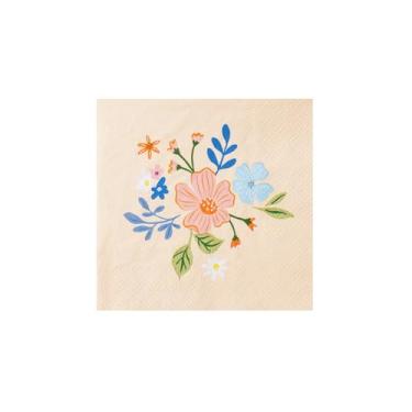 Imagem de Bonjour Fete Guardanapos de coquetel de festa de papel floral elegantes multicoloridos | Guardanapos chiques de 3 camadas | Artigos de festa elegantes para casamentos, chás de panela e reuniões