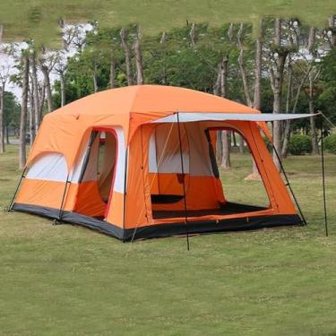 Imagem de Tendas Para Camping Com Varanda, Tenda Instantânea Barraca De Acampamento Automática, À Prova D'Água À Prova De Vento Fácil De Montar Em Poucos Minutos Ideal, Orange, 320 * 220 * 195cm