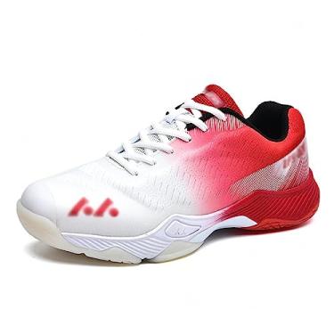 Imagem de Tênis De Badminton Para Adulto Mulher Masculina Leve Respirável Tênis Squash Extra Largo Para Voleibol Pickleball, Red, 41 EU