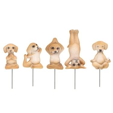 Imagem de Estátua do jardim de cachorro pintado à mão decorativa decorativa de resina à prova d'água estatueta de cão para pátio para o pátio jardim de jardim ao ar livre 5 poses diferentes