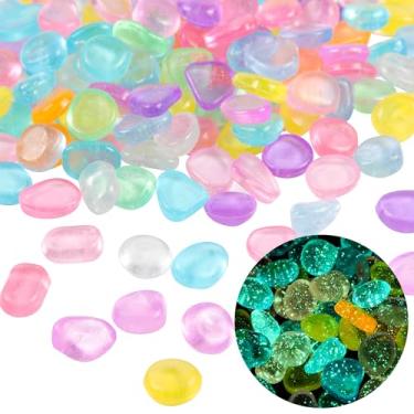 Imagem de OSOPOLA 150 peças que brilham no escuro - pedras luminosas de cores mistas, acessórios para aquários de peixes, decoração faça você mesmo, seixos para jardim de fadas FD05MX150B