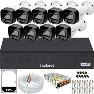 Imagem de Kit 09 Câmeras Full Color Intelbras Dvr Mhdx 16 Canais HD 500GB colori