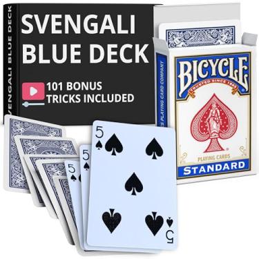 Imagem de Ted's Sterling Magic Precision Blue Rider Back Bicycle Svengali Deck with Instructions for 100+ Tricks (5 of Spades)