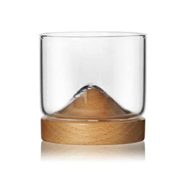 Imagem de Caneca de vidro de uísque com Woodiness Rum Licor Copos de Cerveja Personalidade Criativa Design de Montanha Bar Casa Copo de Degustação de Vinho