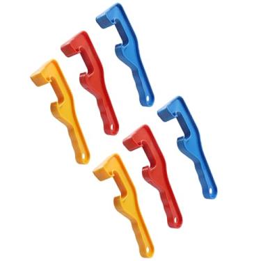 Imagem de Moicstiy Abridor de tampa de balde de plástico de 6 peças, ferramenta de chave de lata de tinta de 5 galões, removedor de tampa de fácil aderência para uso industrial doméstico (vermelho, amarelo