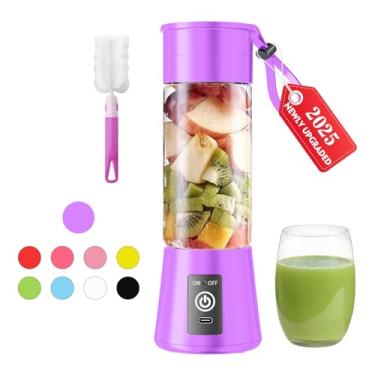 Imagem de Liquidificador pessoal portátil sem fio – Novo liquidificador atualizado 2025 para shakes e smoothies com copo de suco sem BAP de 400 ml, recarregável por USB-C recém-espremido para piquenique