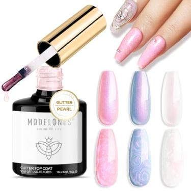 Imagem de modelones Verniz de unhas em gel pérola, 5 em um, transparente, perolado, glitter, brilhante, acabamento brilhante de longa duração, manicure, manicure, faça você mesmo, 10 ml