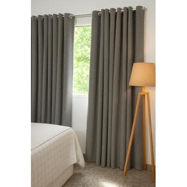 Imagem de CORTINA BLACKOUT DE LINHO 100% DE VEDAÇÃO 3,60 (L) X 2,60 (A) CINZA