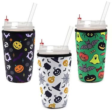Imagem de Reusable Iced Coffee Sleeve for Cold Drink Cups, Neoprene Insulator Cup Cover Holder Compatible with Starbucks Dunkin McDonalds Coffee - 3mm Thick (Large Size 30-32oz,Halloween style)