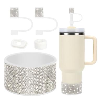 Imagem de Conjunto de acessórios para copo Stanley, decorações de iniciais para copo copo 30/1,134 g (serve para 850 g, branco)