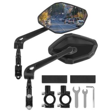 Imagem de Suporte de guidão para espelho de bicicleta, espelhos retrovisores amplos HD para guidão com vidro resistente a arranhões, espelho retrovisor de bicicleta ajustável de 360° para scooter, motocicleta