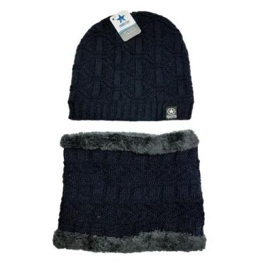 Imagem de Kit Touca E Cachecol Unissex Redstar Winter Inverno Frio Em Lã Poliést