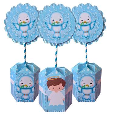 Imagem de Lembrancinha Batizado Kit 10 Centro Mesa Decoração Menina Rosa