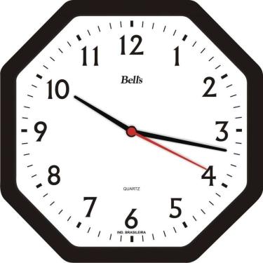 Imagem de Relógio de Parede Oitavado Preto 22cm. - Bells