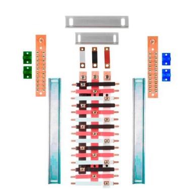 Imagem de Kit Barramento Trifásico Isolado 225A para 30 Circuitos com Placa de P