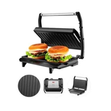 Imagem de Mini Grill Elétrico de Inox Grelha Antiaderente Cozinha - MXM