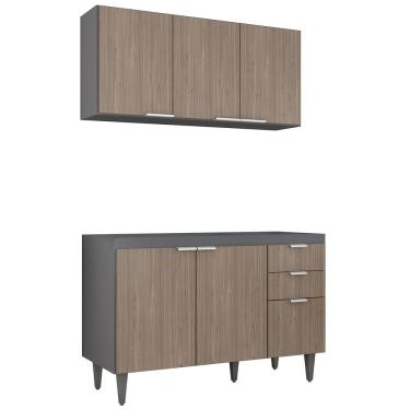 Imagem de Armário de Cozinha CP01 Para Pia 120cm Pérola Z34 Grafite/Freijó - Mpozenato