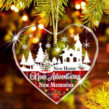 Imagem de Novos presentes para casa, presentes de aquecimento de casa, enfeite de Natal para primeira casa, enfeites de cristal para pendurar memórias de aventuras em casa