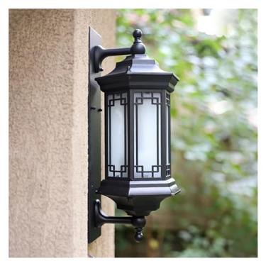 Imagem de Luminária de parede retrô chinesa à prova d'água, varanda, pátio, varanda, luz de parede externa, iluminação de paisagem externa, luminária pendente de teto LED, preta