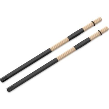 Imagem de Baquetas de bambu, baquetas de bateria de jazz 5A construídas com 3 unidades, escovas de bateria para jazz, folk, pequeno local e desempenho acústico (preto, 1 pacote)