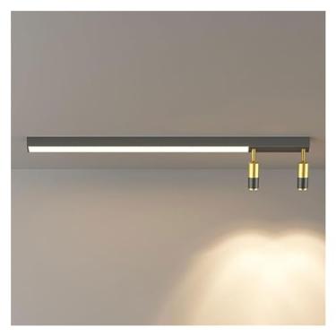 Imagem de Luminária de teto com holofote de ângulo ajustável, três cores, luz LED regulável para sala de estar, quarto, loja, design de faixa longa (escuro, 100 cm)