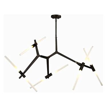 Imagem de Lustre industrial moderno com 10 lâmpadas de luz quente, vidro de metal LED luzes pendentes de galhos de árvores, lustres de ramos luminária pendente faça você mesmo luminárias de teto para