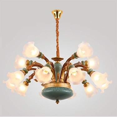 Imagem de Luminária pendente moderna LED, luminária pendente de cerâmica europeia de luxo, lustre simples de liga de zinco europeia, iluminação para sala de estar, quarto, hotel, restaurantes, luminár