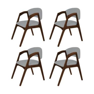 Imagem de Conjunto com 4 Cadeiras de Jantar Gabriela em Madeira e Mdf Mel Linho 