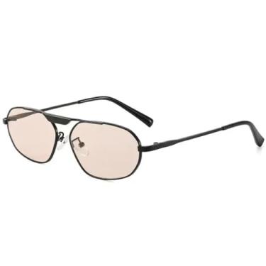 Imagem de Óculos de sol de luxo com armação oval de metal, masculino e feminino, punk, vintage, esportivo, para atividades ao ar livre, pesca, viagem, UV400 (chá preto)