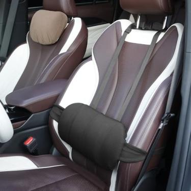 Imagem de Almofada de suporte lombar para carro, almofada lombar de espuma viscoelástica para alívio da dor lombar, almofada ergonômica para as costas com alça para cadeira de carro, escritório, cadeira de