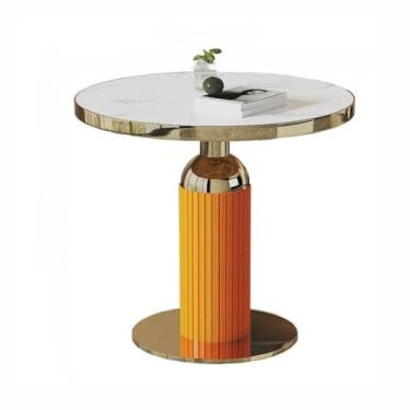 Imagem de Mesa de centro moderna, leve, luxuosa, placa de rock, mesa de centro, sala de estar, sofá simples e elegante, pequena mesa redonda