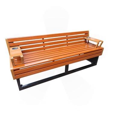 Imagem de URGDWEKJY Cadeira de parque para móveis de entrada, banco ao ar livre, cadeira de jardim de lazer, cadeira de aço inoxidável, madeira maciça, cadeira de madeira maciça, assento externo, cadeira