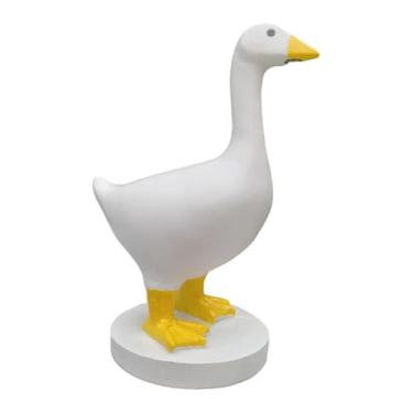 Imagem de KiBcsLic Estátua de pato porta-chaves decoração de quarto compacto decorativo engraçado estético chaveiro estatueta de pato de resina para decoração de mesa de, Amarelo