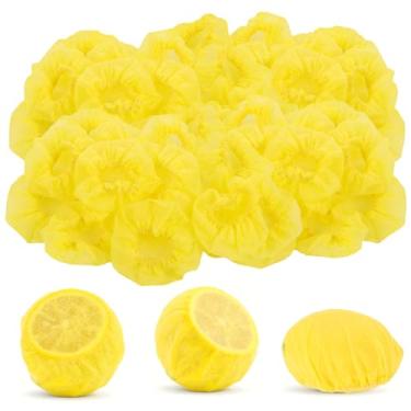 Imagem de YBEATY 100 peças de envoltórios elásticos de cunha de limão amarelo capas de pano capas de pano para bebidas espremer metades fazendo capas de suco sem sementes