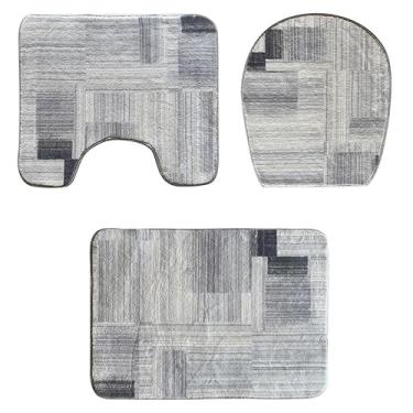 Imagem de Jogo de Tapetes Banheiro Delicato Bruma Macio Cinza 3 peças Jolitex