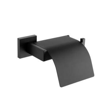 Imagem de Kit de acessórios de hardware de banheiro preto fosco prateleira de parede rack de toalha trilho cabide roupão escova de vaso sanitário rolo suporte de papel, toalha MB 2 barras (Mb suporte de papel