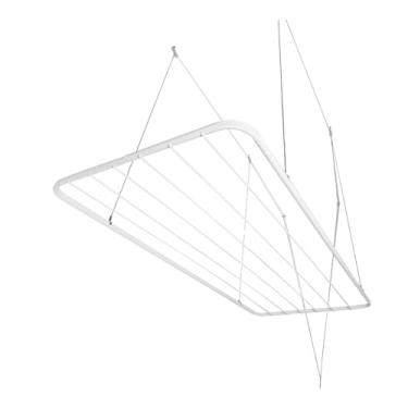 Imagem de Varal De Teto De AçO Resistente De 120 Cm, Kit De InstalaçãO Completo Para Lavanderia(Branco)