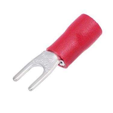 Imagem de uxcell 50 peças SV5.5-4S isolado garfo espada tipo U conector de fio elétrico crimp terminal 12-10AWG vermelho